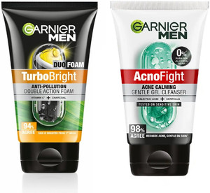 Garnier Men AcnoFight Acne Calming Gel Cleanser 100g + TurboBright - Image 2