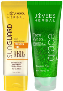 Jovees Herbal Sun Guard Lotion spf 60 and Grape facewash Reduces blemishes | pigmentation