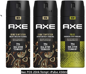 AXE two pack of Dark Temptation 150 ml and one Pulse 150 ml Deodo... more