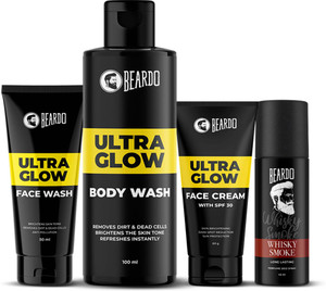 BEARDO Ultimate Glow up Kit | Ultraglow Face Wash, Body Wash & Face Cream and Men Deo