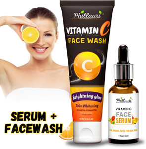 Phillauri Vitamin C Face Serum 30ml with Vitamin C Facewash 60ml for skin care