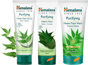 HIMALAYA PURIFYING NEEM FACE WASH 150ML + FACE SCRUB 100G + FACE PACK 100G