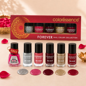 COLORESSENCE Forever Nail Paint Kit with Bridal & Festive Shades | Free Nail Paint Remover