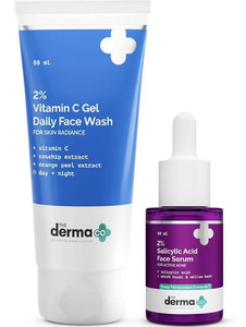 The Derma Co 2% Vitamin C Gel Daily Face Wash 80 ml and 2% SALICYLIC ACID SERUM 30 ml Combo (2 Items in the set) - Image 1