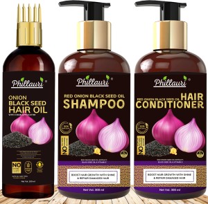 Phillauri Red Onion Black Seed Oil Ultimate Hair Care Kit (Shampoo + Hair Conditioner + Hair Oil)