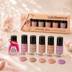 COLORESSENCE Naturally Yours Nail Paint Kit with Pastel & Nude Shades|Free Nail Paint Remover