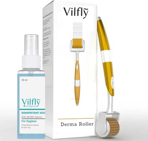 VILFLY HAIR Matters premium Derma Roller with Disinfectant | 192 Micro 0.5mm Titanium Needle roller For Hair Growth