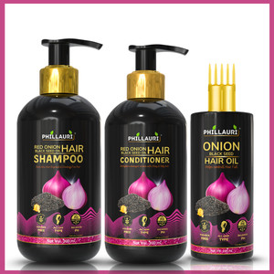 फिल्लौरी Red Onion Black Seed Oil Ultimate Hair Care Kit (Shampoo + Hair Conditioner + Hair Oil)