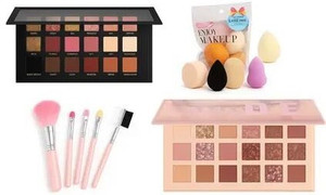 lukaf Makeup Combo Kit for Women | 18 Shades Eyeshadow Rosegold and ...