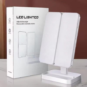 AONEPTER 3X Trifold Makeup Mirror, Vanity Mirror with Light,2X/3X Magnifying,Table Mirror