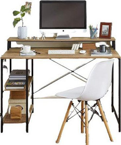 TEKAVO Computer Table with Monitor Riser and Storage Shelves (120x60x87 cm) Office Table Engineered Wood Computer Desk