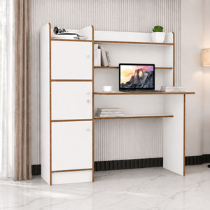 ROOSO LIVING Vision 3 Door Study Table with Storage Cabinet & Bookshelf Engineered Wood Computer Desk