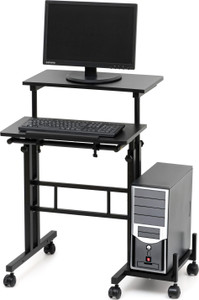 Livzing Height Adjustable Computer Table with Locking Wheels Engineered Wood Computer Desk