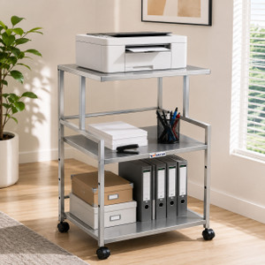 Winstar 3-Tier Printer Stand, Solid & Sturdy, Modern Look, Space Saving | Metal Computer Desk