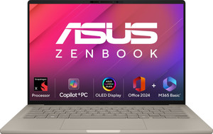 ASUS Zenbook A14 OLED (2025), MSO 2024 + M365 Basic, Metal Body, Backlit Keyboard, Qualcomm Snapdragon X - (16 GB/512 GB SSD/Windows 11 Home) UX3407QA-QD258WS Thin and Light Laptop