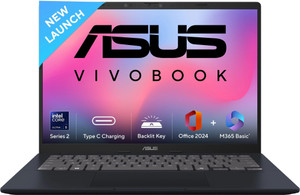 ASUS Vivobook 14 (2025) with Office 2024 + M365 Basic*, AI PC, Backlit Keyboard, Intel Core Ultra 5 225H - (16 GB/512 GB SSD/Windows 11 Home) X1407CA-LY102WS Thin and Light Laptop