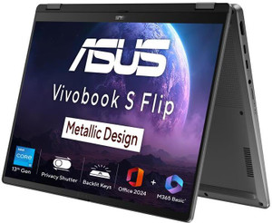 ASUS Vivobook S14 Flip (2025) with Office 2024 + M365 Basic*, A-Part Metal Body, Intel Core i5 13th Gen 13420H - (16 GB/512 GB SSD/Windows 11 Home) TP3402VAO-LZ619WS 2 in 1 Laptop