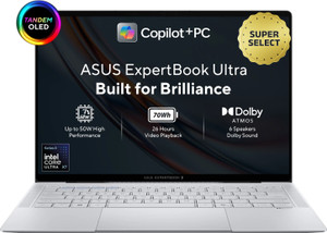 ASUS ExpertBook Ultra Full Metal Nano Ceramic Coating, TOLED with Touchscreen Copilot Intel Core Ultra X7 358H - (64 GB/2 TB SSD/Windows 11 Home) B9406CAA-TH0934WS Thin and Light Laptop