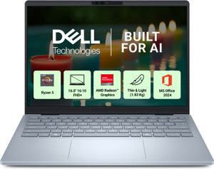 DELL 16 14 Microsoft Office Home 2024 AMD Ryzen AI 5 Hexa Core 340 AI - (16 GB/512 GB SSD/Windows 11 Home) DB16255 Laptop