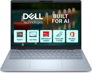 DELL 14 Microsoft Office Home 2024 AMD Ryzen 5 Hexa Core AI 5 340 - (16 GB/512 GB SSD/Windows 11 Home) DB14255 Thin and Light Laptop