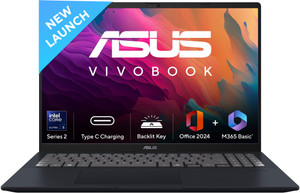 ASUS Vivobook 16 (2025) with Office 2024 + M365 Basic, AI PC Intel Core Ultra 5 Series 2 225H - (16 GB/512 GB SSD/Windows 11 Home) X1607CA-MB139WS Thin and Light Laptop