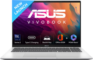 ASUS Vivobook 16 (2025) with Office 2024 + M365 Basic, AI PC Intel Core Ultra 5 Series 2 225H - (16 GB/512 GB SSD/Windows 11 Home) X1607CA-MB142WS Thin and Light Laptop