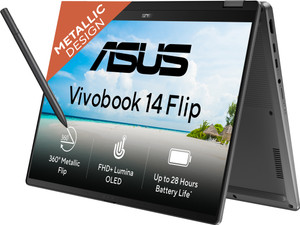 ASUS Vivobook 14 Flip OLED (2026) with Touch Screen, Metallic Design, Intel Core Ultra 5 226V - (16 GB/512 GB SSD/Windows 11 Home) TP3407SA-SG183WS 2 in 1 Laptop