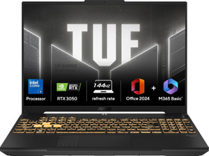 ASUS TUF Gaming F16 (2025) with MSO 2024+M365 Basic (i5 14th Gen) Intel Core 5 - (16 GB/512 GB SSD/Windows 11 Home/6 GB Graphics/NVIDIA GeForce RTX 3050/144 Hz) FX607VJB-RL179WS Gaming Laptop