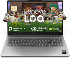 Lenovo LOQe AMD Ryzen 5 Hexa Core 7535HS - (16 GB/512 GB SSD/Windows 11 Home/6 GB Graphics/NVIDIA GeForce RTX 3050/144 Hz) LOQ 15ARP10E Gaming Laptop