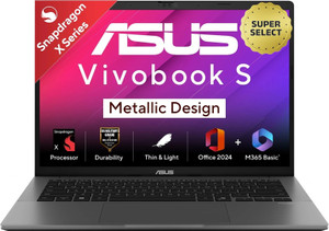 ASUS Vivobook S14 (2025) with Office 2024 + M365 Basic*, AI PC, Backlit Keyboard, Qualcomm Snapdragon X - (16 GB/512 GB SSD/Windows 11 Home) S3407QA-KP027WS Thin and Light Laptop