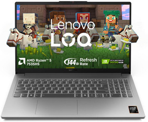 Lenovo LOQ Essential AMD Ryzen 5 Hexa Core 7535HS - (16 GB/512 GB SSD/Windows 11 Home/6 GB Graphics/NVIDIA GeForce RTX 3050) 83S000JHIN Gaming Laptop (15.6 inch, Luna Grey, 1.8 kg) - Image 1