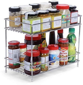 BLUTE Utensil Kitchen Rack Steel Big Size Stainless Steel 2 Layer KitcRack| Modular Kitchen Storage Rack