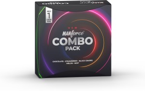 MANFORCE Combo Lubricated Dotted Condom | Chocolate,Strawberry,Black Grapes, Melon & Mint Condom