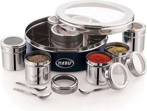 MARU 8 in 1 Spice Box Stainless Steel| Masala Dani| Masala Dabba Steel  - 1350 स्टील यूटीलिटी कंटेनर