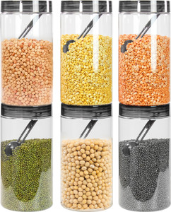 Pearlpet Plastic Fridge Container - 1400 ml (Pack of 6, Black)  - 1400 ml