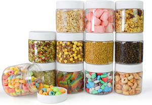 Pearlpet Dibbi Round jars Plastic Airtight Jars, White  - 200 ml