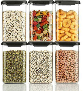 Homemet Woman's 1st Choice Premium Quality Unbreakable Sturdy Airtight Transparent Jar , Air Tight Kitchen Storage Container / Kitchen Containers / Airtight Container / Storage Containers / Container sets / Storage Jar / Storage Box / Plastic Box / Plastic Containers / Canisters / Combo / Kitchen Containers / Kitchen Storage Box Idle for Food, Tea, Coffee, Sugar, Food, Grain, Rice, Masala, Pasta, Pulses, Spices - 1100 ml