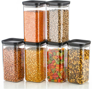 Flipkart SmartBuy PUSH CAP Air Tight Kitchen Storage Containers Plastic Container Dibba Boxes Combo Set  - 1500 ml