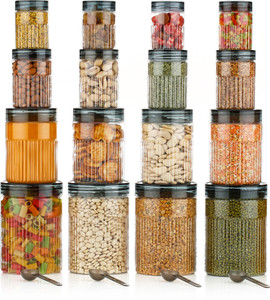 NORVIUM Premium Air Tight Modular Kitchen Plastic Storage Containers Jars Combo Set  - 1200 ml, 650 ml, 350 ml, 250 ml