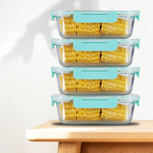 Allo FoodSafe Rectangle Microwave Safe Glass Storage Containers with Detachable Lock  - 1040 ml काँच यूटीलिटी कंटेनर