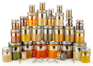 RK EMPIRE Air Tight Line Print Kitchen Plastic Storage Containers Jars Combo Set  - 1200 ml, 650 ml, 350 ml, 250 ml