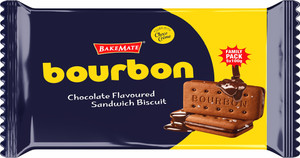 BAKEMATE Bourbon Chocolate Flavored Cream Filled Biscuits Family Pack (5 X 100G) Cream Sandwich Biscuit