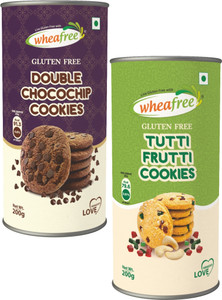 व्हेफ्री तुत्ती फ्रूटी कुकीज़ (200g) एंड डबल चॉकोचिप कुकीज़ (200g) ग्लूटेन फ्री कॉम्बो पैक कुकीज़ बिस्किट