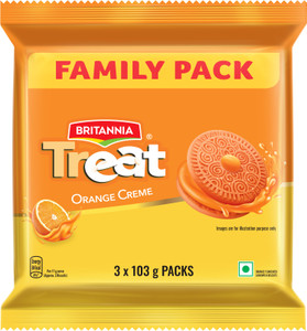 BRITANNIA Treat Orange Cream Sandwich Biscuit