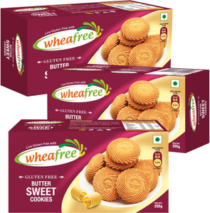 wheafree Butter Sweet Cookies - Gluten Free - Pack of 3 (200g each) Cookies Biscuit