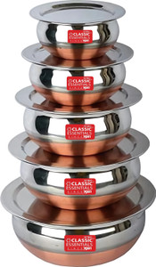 Classic Essentials Stainless Steel Copper Base Handi/Patila/Bhagona/Biryani Cook & Serve Induction Bottom Cookware Set