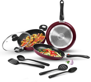 MILTON Pro Cook Kitchen Jewel Plus Granito, Peach Induction Bottom Non-Stick Coated Cookware Set