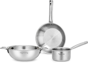 Lifelong Triply Kadai, Frypan & Saucepan Set - Image 6