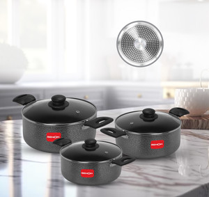Benon Granite Coated Casserole Set of 2.5L+3.5L+4.5L इंडक्शन बॉटम कुकवेयर सेट