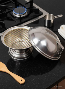 Movest Aluminum Bati Maker And Tandoor Baking Oven, 25 x 25 x 35 CM, 1 Piece, Silver Gas Tandoor, Barbecue Grill Food Steamer (Silver) Induction Bottom Cookware Set (Aluminium, 1 - Piece) Cookware Set